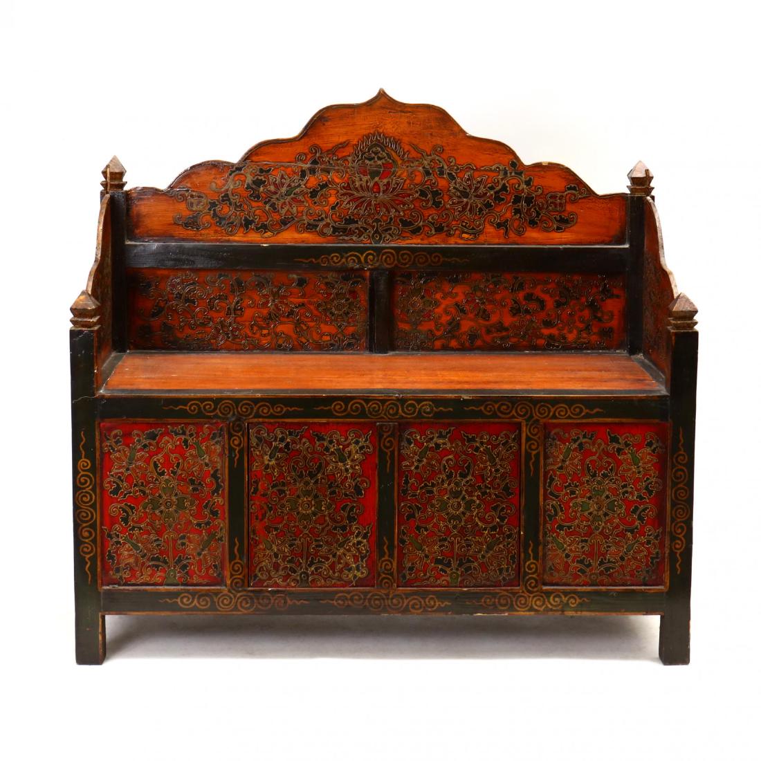Tibetan Diminutive Paint Decorated Bench (1 of 5)