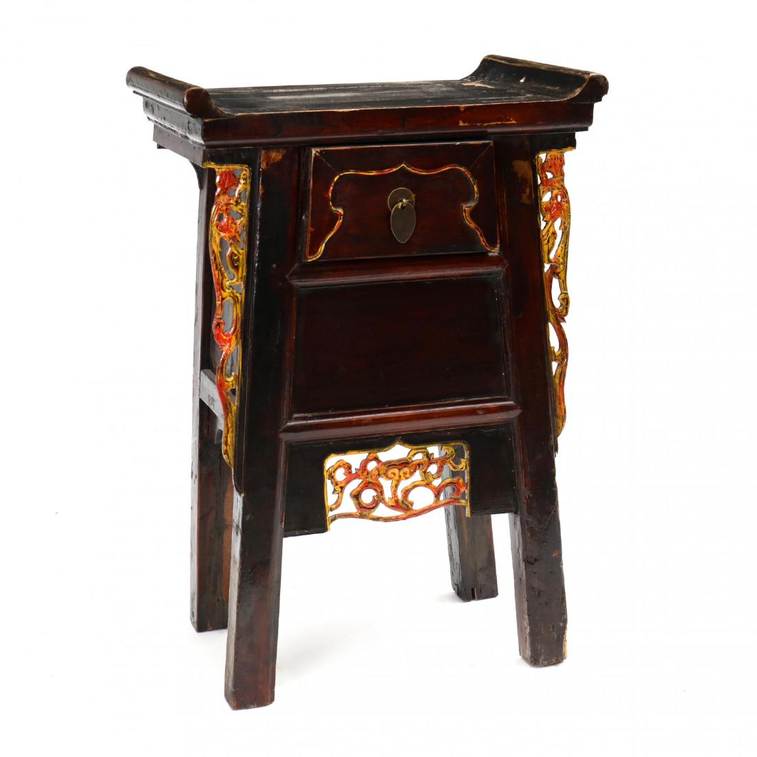 Chinese Relief Carved and Painted Stand (1 of 5)