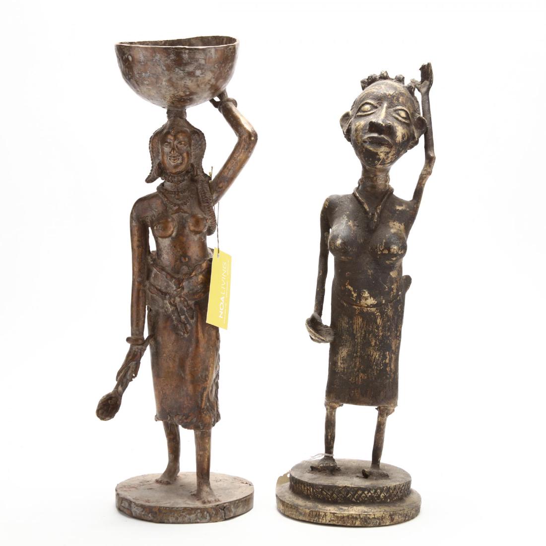 Two Benin Bronze Female Figures (1 of 4)