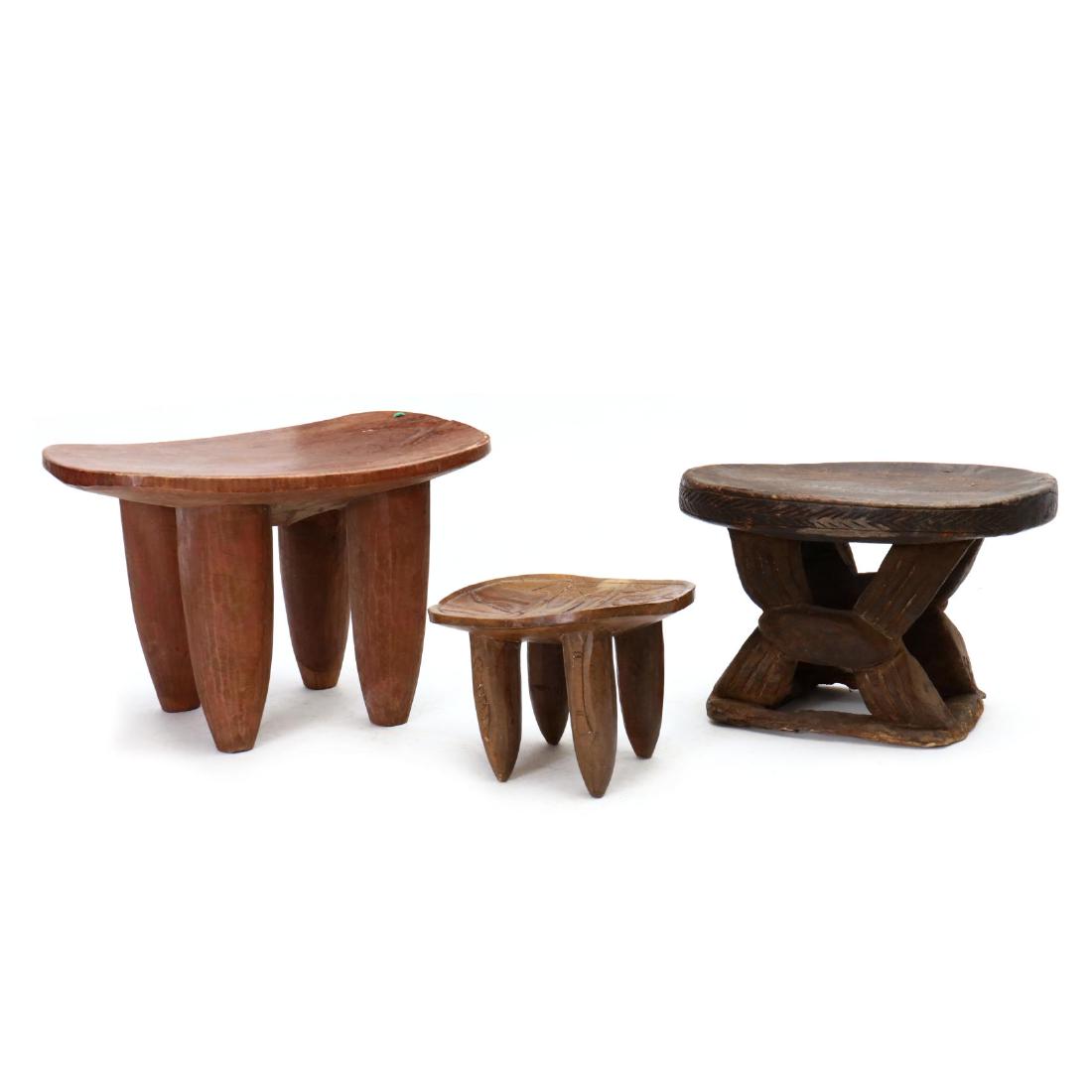 Three African Carved Wood Stools (1 of 7)
