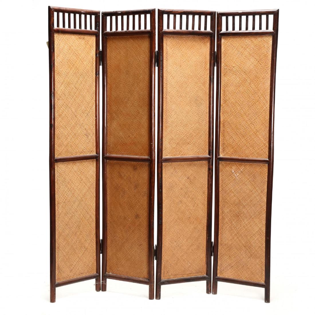 Chinese Four Panel Rattan Screen (1 of 3)