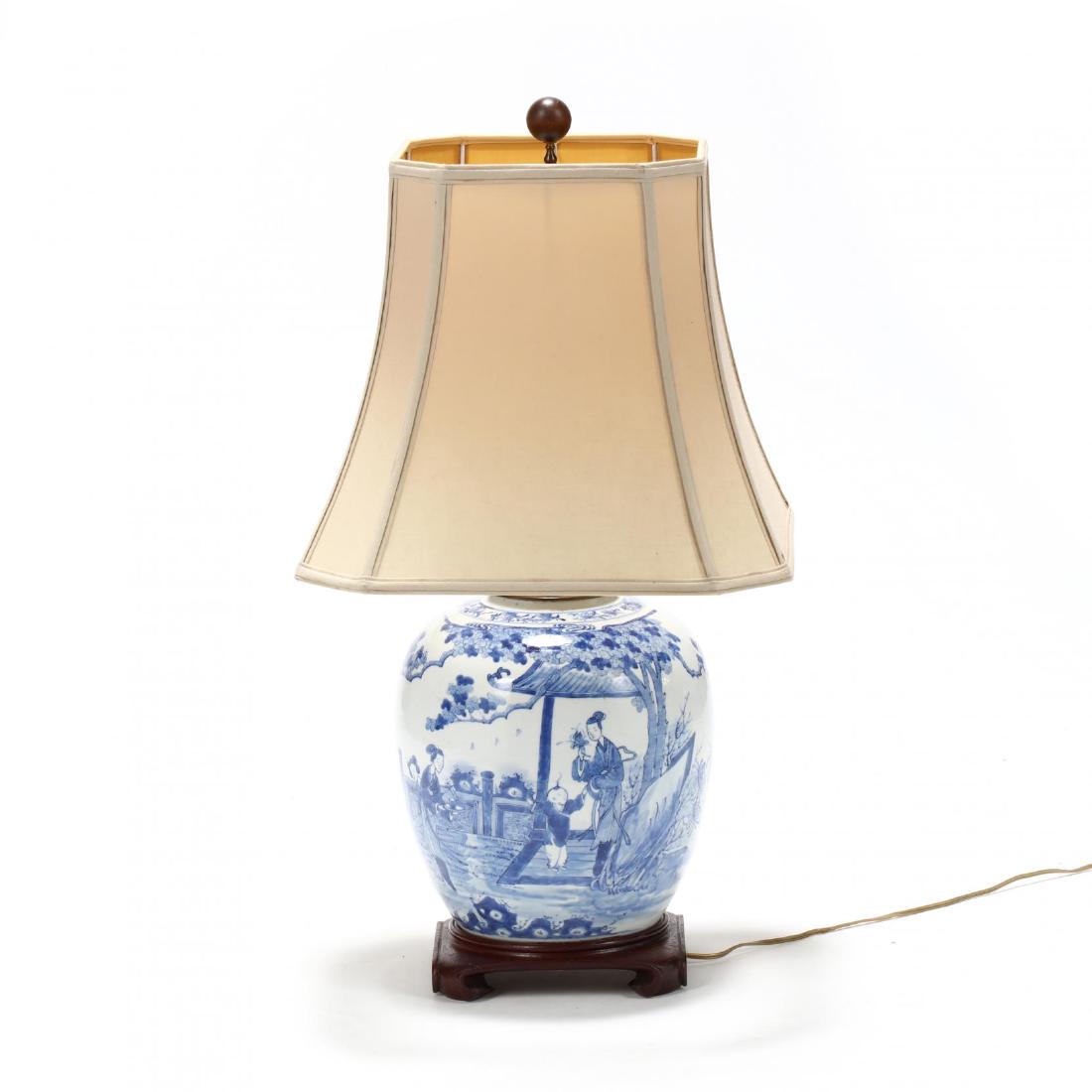 A Chinese Blue and White Large Jar Lamp (1 of 4)