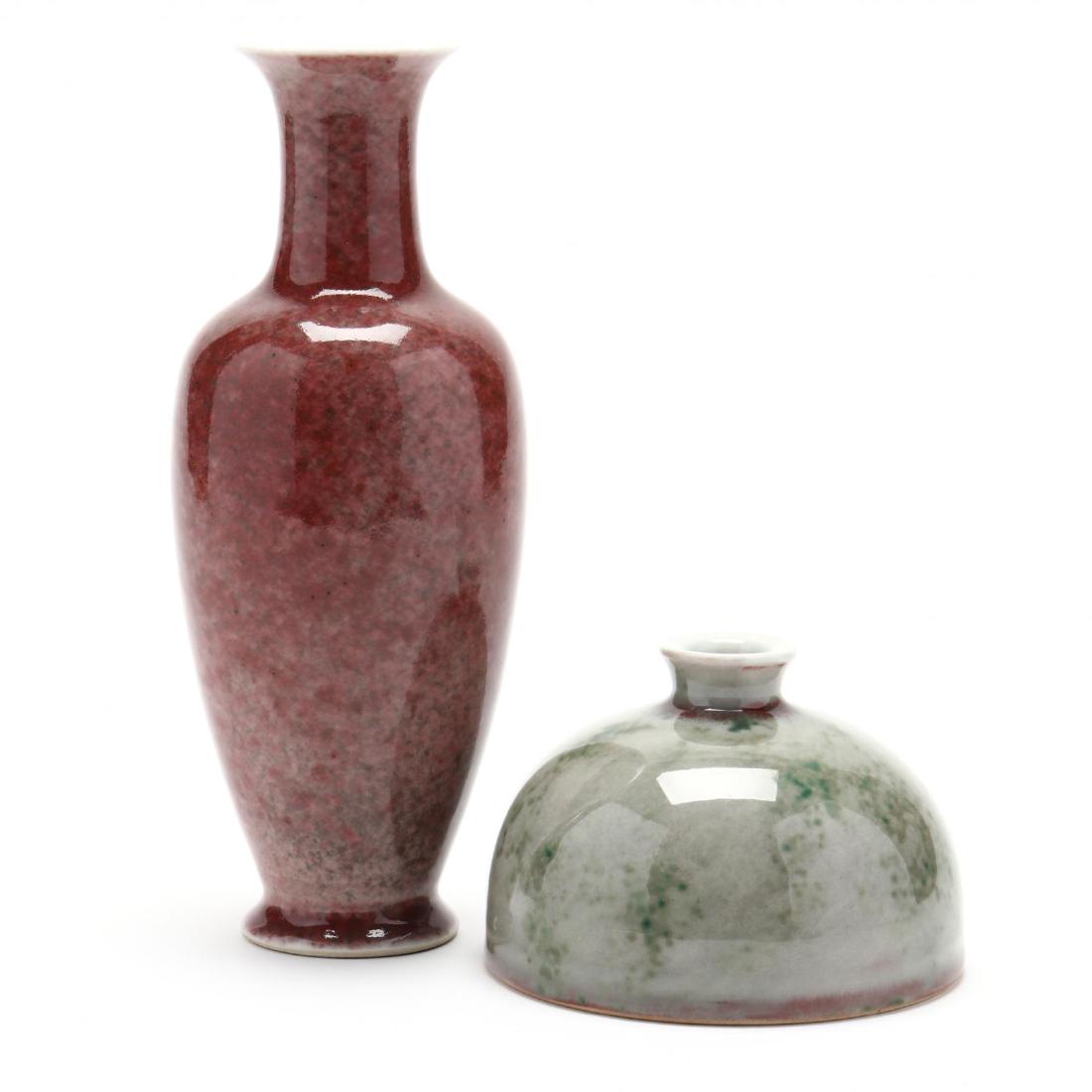 A Chinese Peach Bloom Water Pot and Vase (1 of 4)