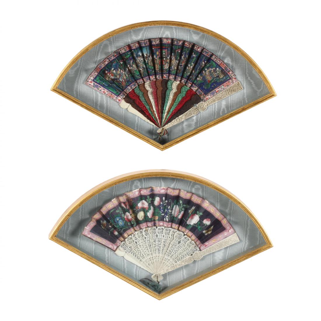 Two Antique Framed Chinese Painted Fans (1 of 3)