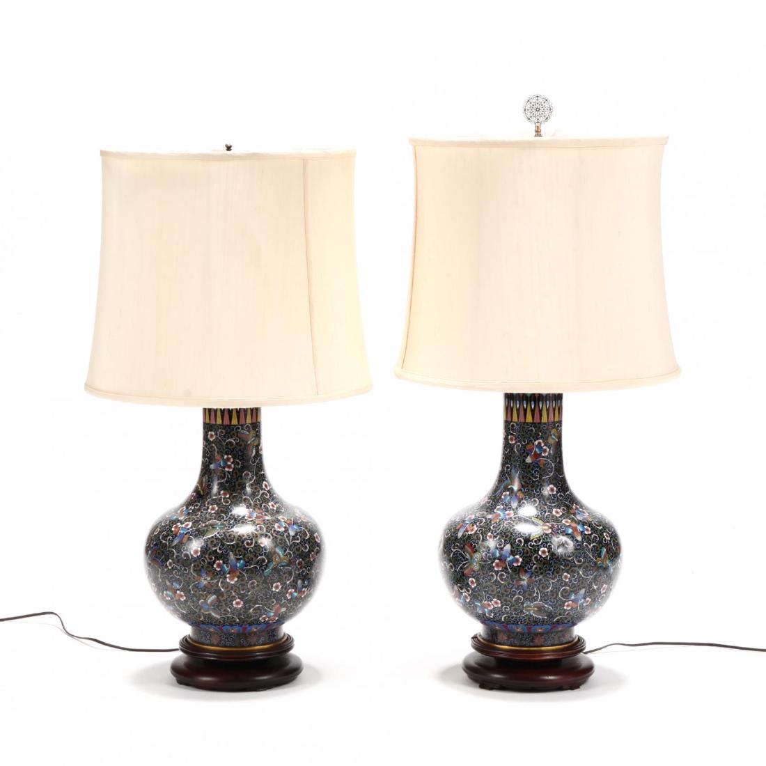 Fine Pair of CloisonnÃ© Table Lamps (1 of 3)