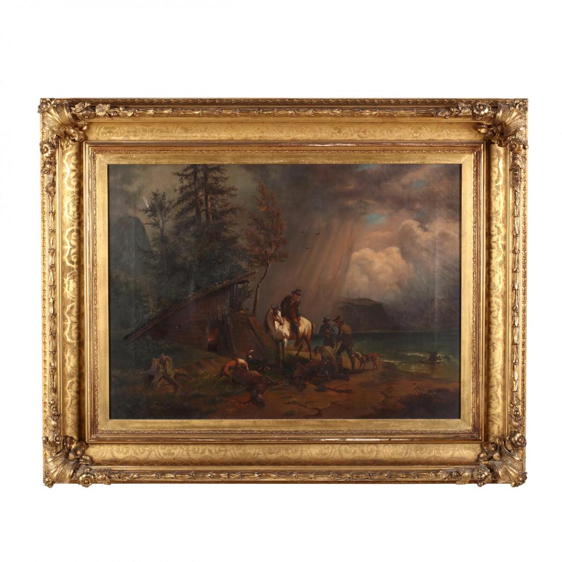 An Antique Munich School Painting of a Hunting Party (1 of 3)