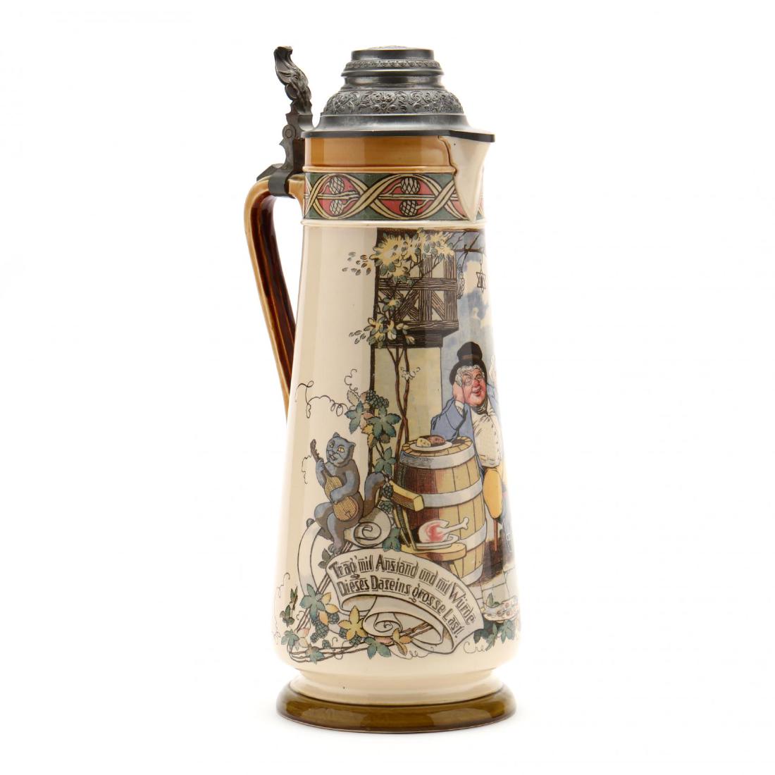 A Large Mettlach Stein, "Sleeping Drinker and Barmaid" (1 of 6)
