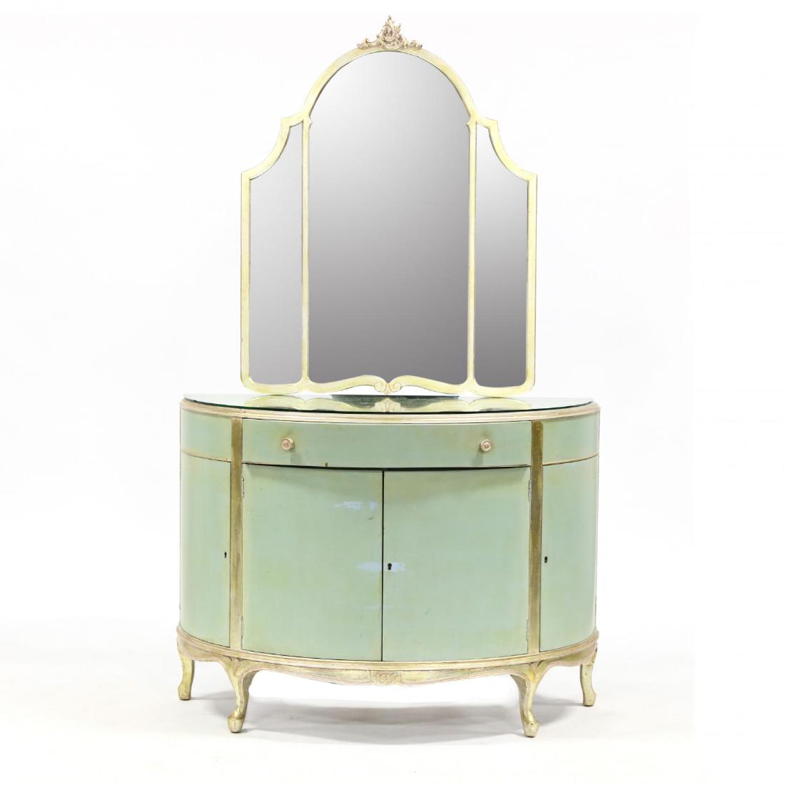 Butler, French Provincial Painted Demilune Bureau With (1 of 4)