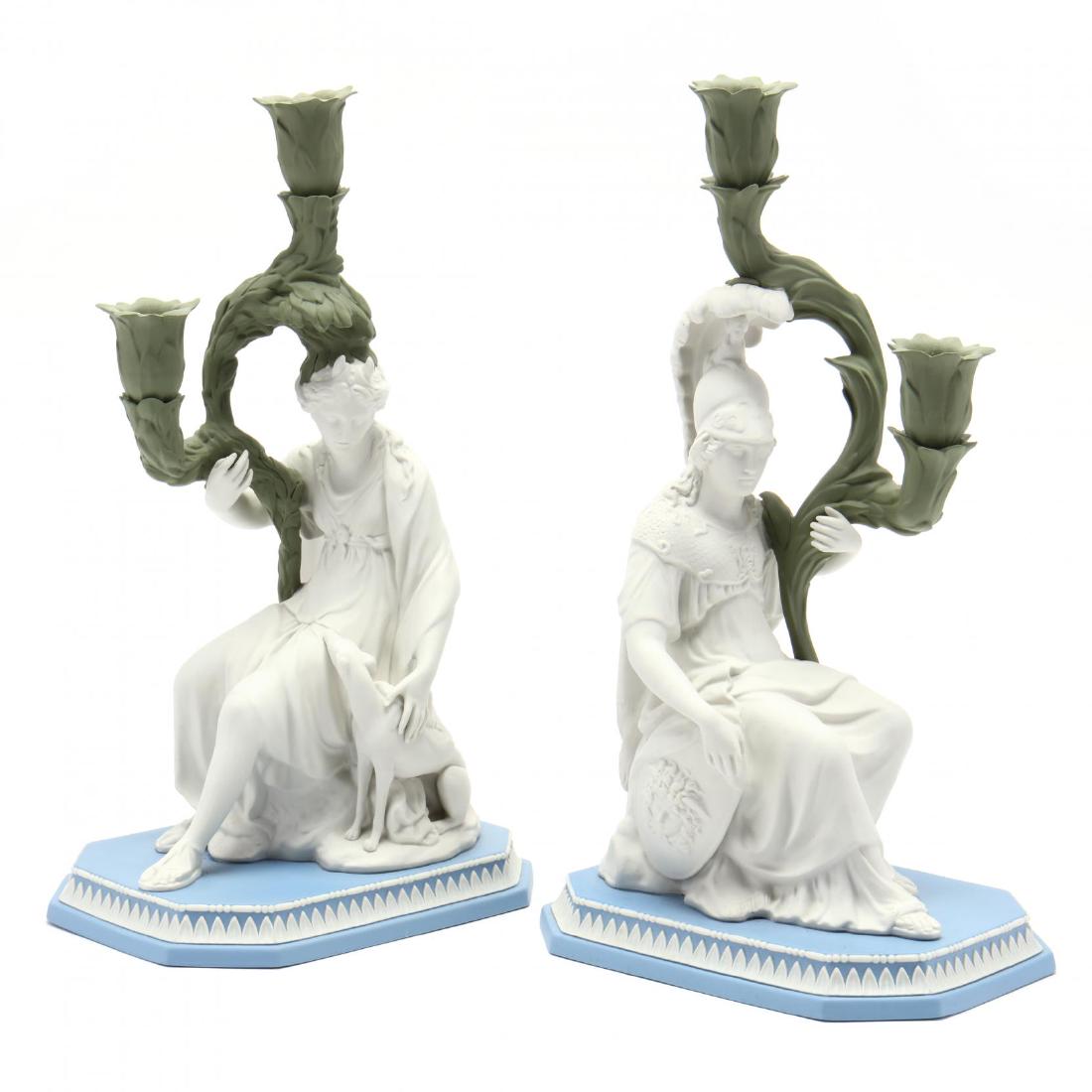 Pair of Wedgwood Jasperware Candlesticks of Minerva and (1 of 9)