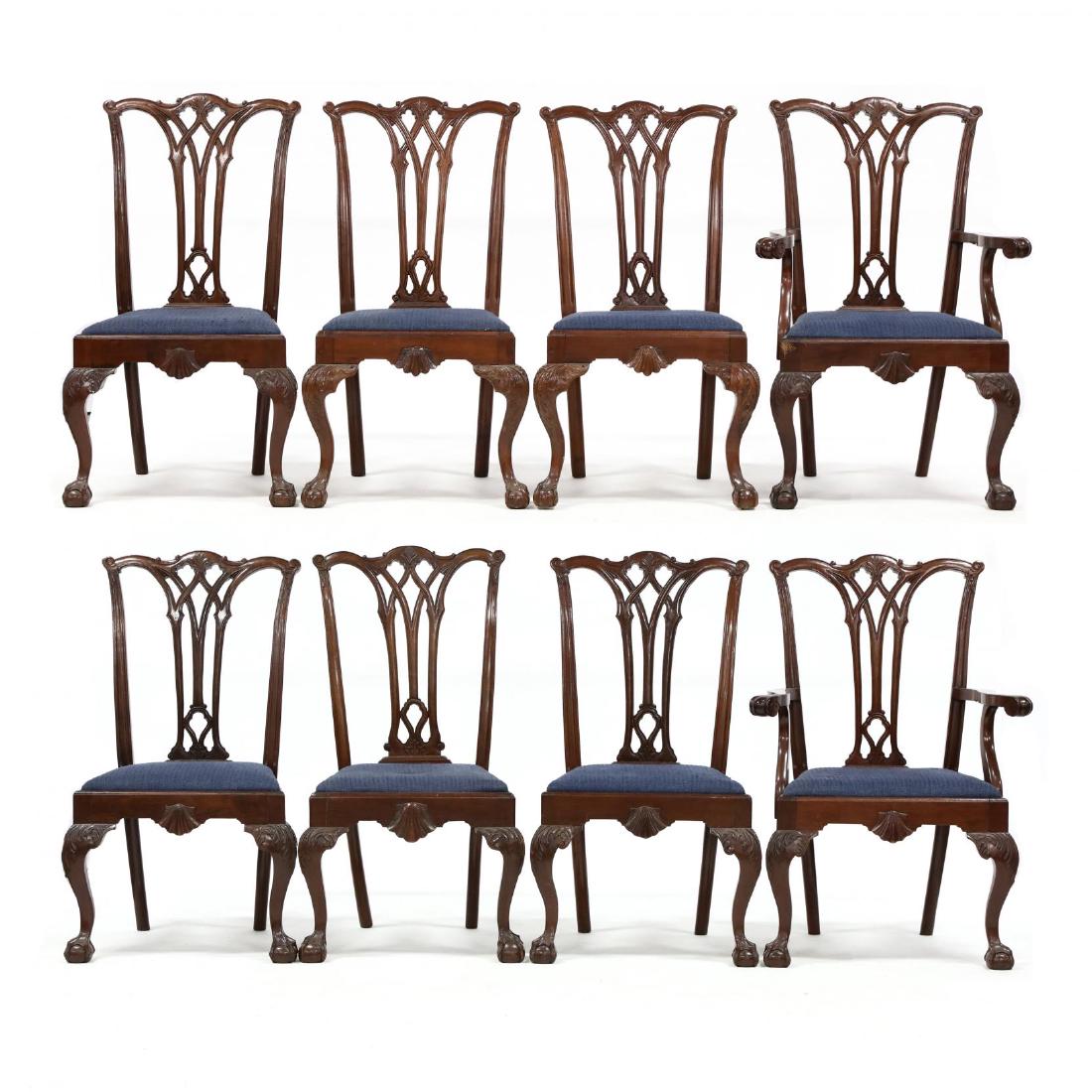 Set of Eight Chippendale style Mahogany Dining Chairs (1 of 7)