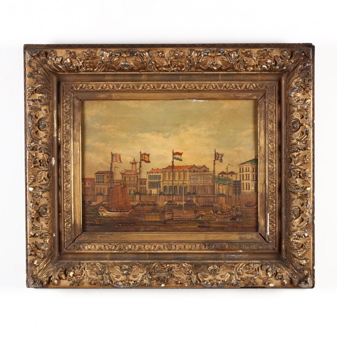 A Vintage Painting of the Hongs of Canton (1 of 3)