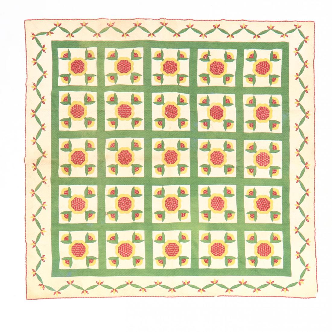 Antique Floral Hand Applique Quilt (1 of 4)
