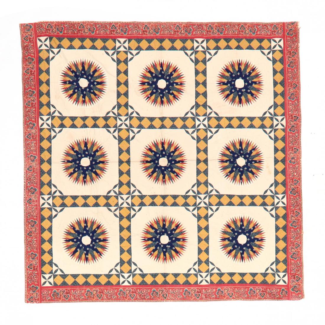 Antique Starburst Hand Applique Quilt (1 of 4)