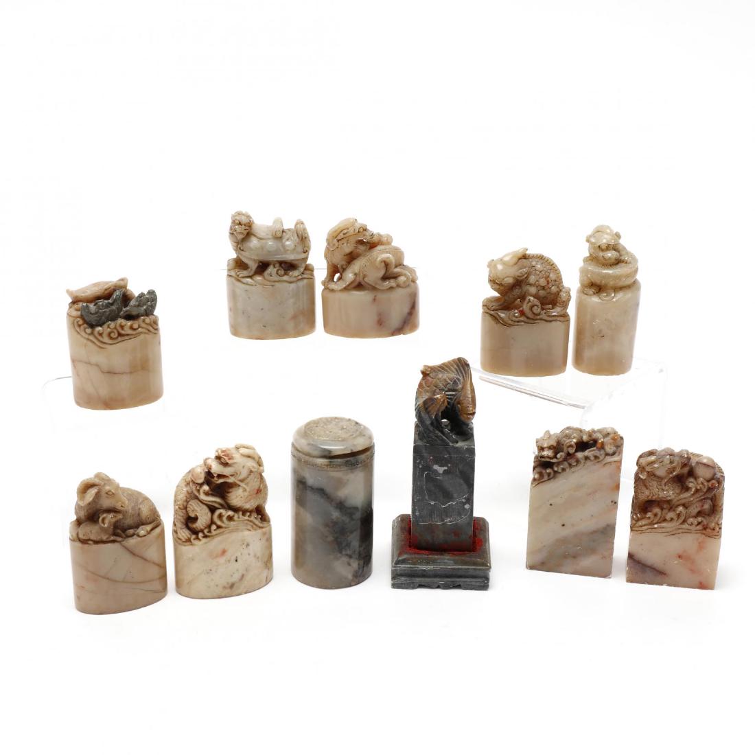 A Group of Chinese Hardstone Seals (1 of 6)