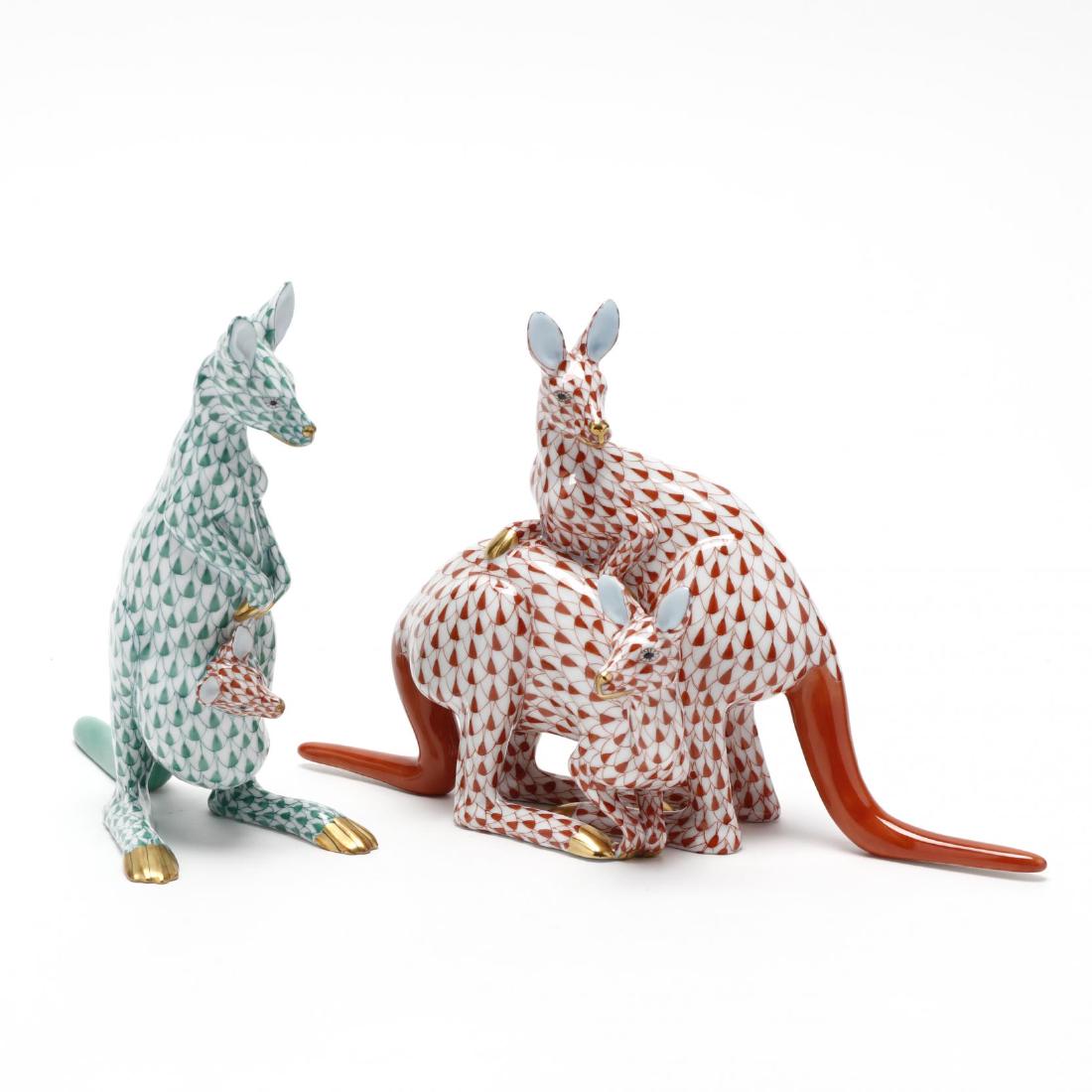 Two Herend Fishnet Porcelain Kangaroo Figures (1 of 8)