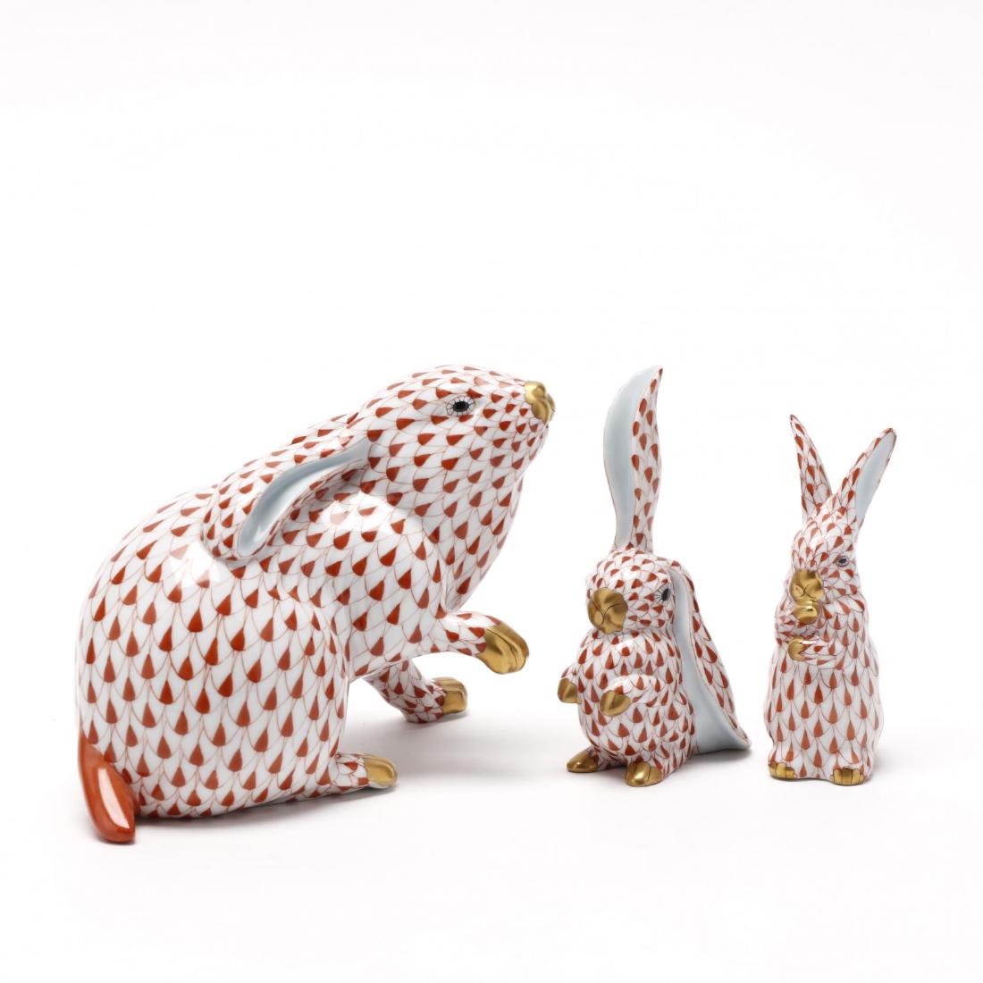 Three Herend Red Fishnet Rabbits (1 of 6)