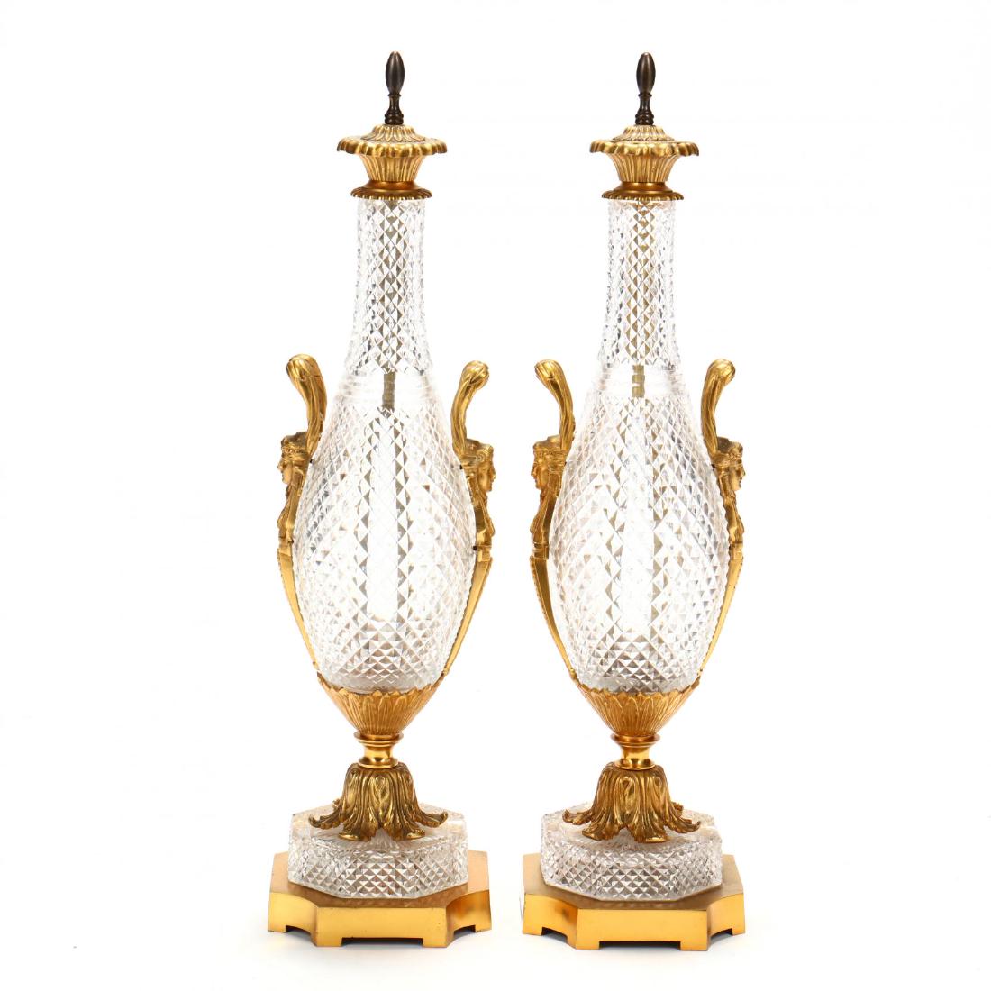 A Pair of French Empire Style Crystal Urns with Ormolu (1 of 6)
