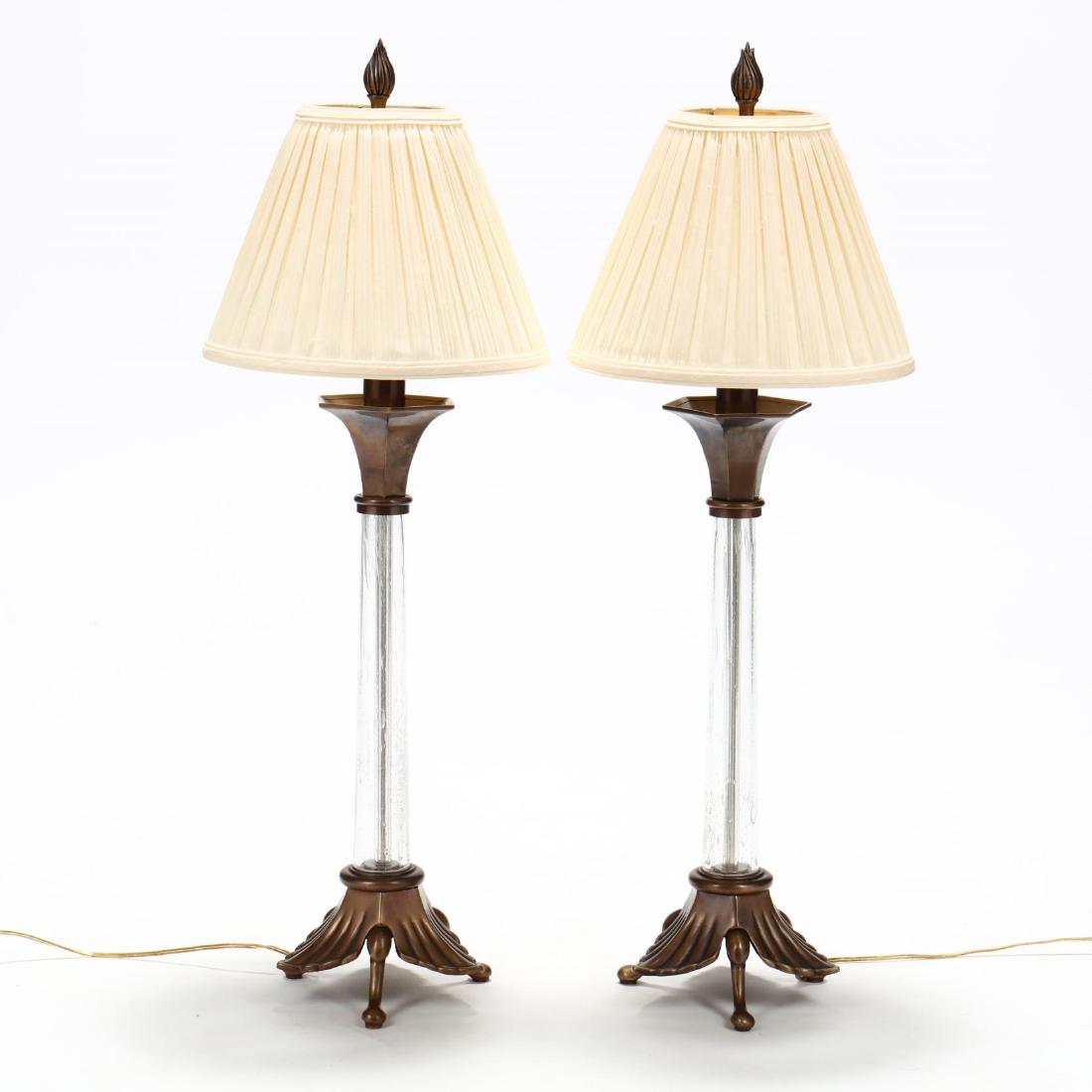 A Pair of Chapman Brass & Glass Banquet Lamps (1 of 3)