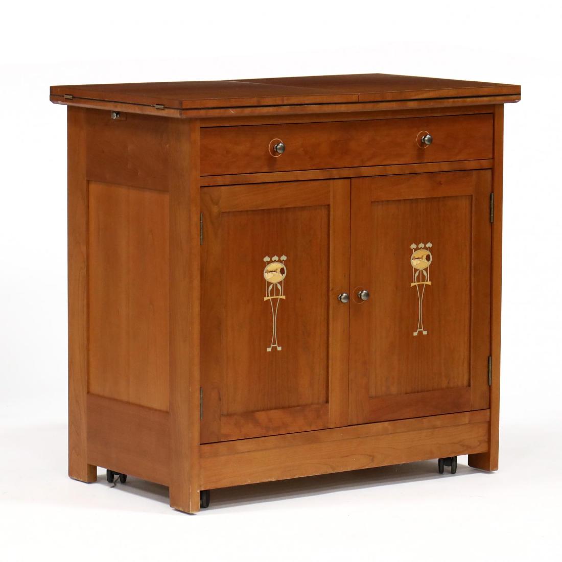 Stickley, Mission Style Inlaid Cherry Bar