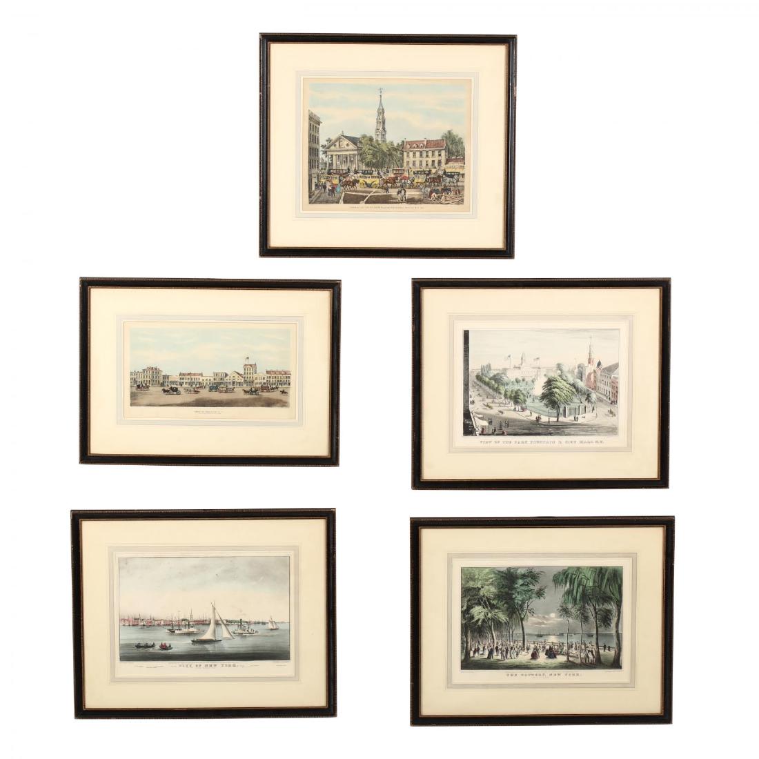 Five Antique Lithographs of New York (1 of 6)