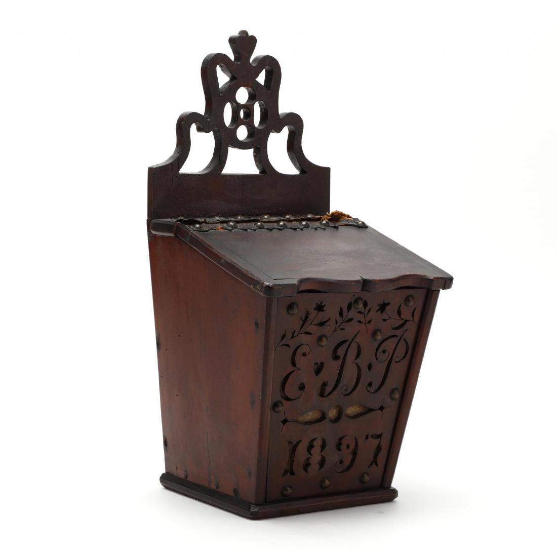 Pennsylvania Dutch Folky Carved Salt Box (1 of 6)