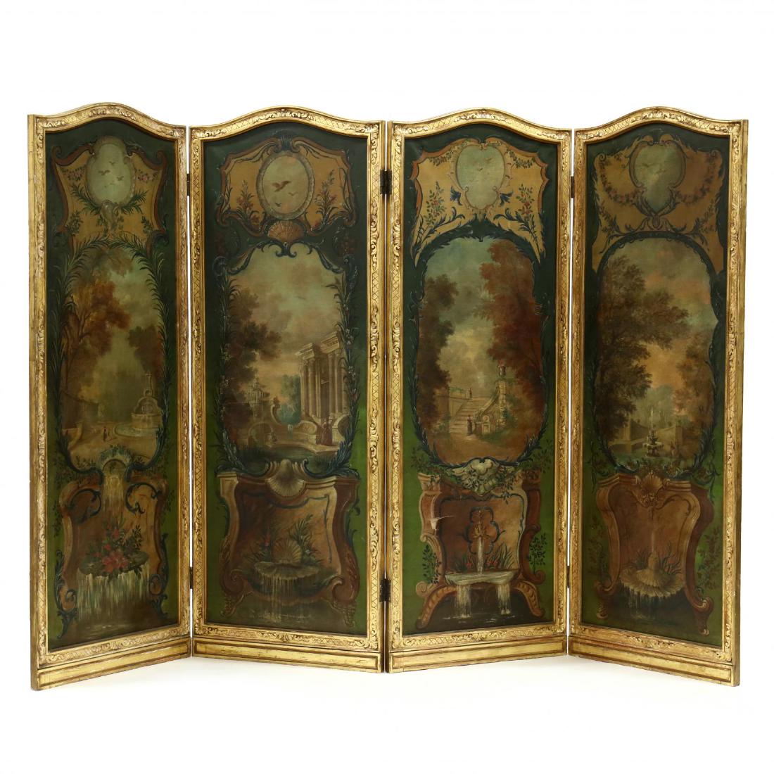 Vintage Italian Painted Four Panel Floor Screen (1 of 5)