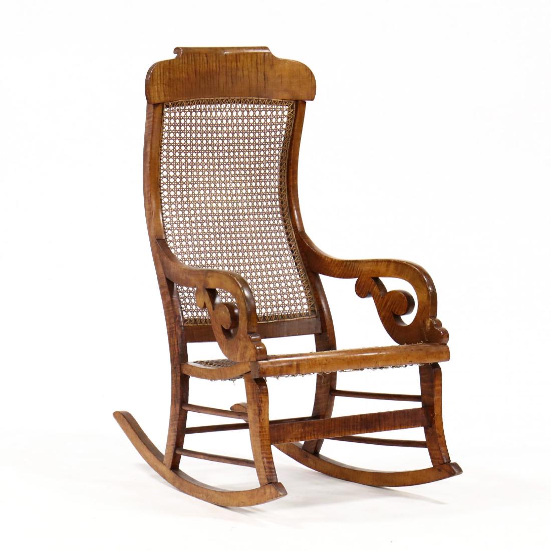 American Tiger Maple Caned Rocking Chair (1 of 4)