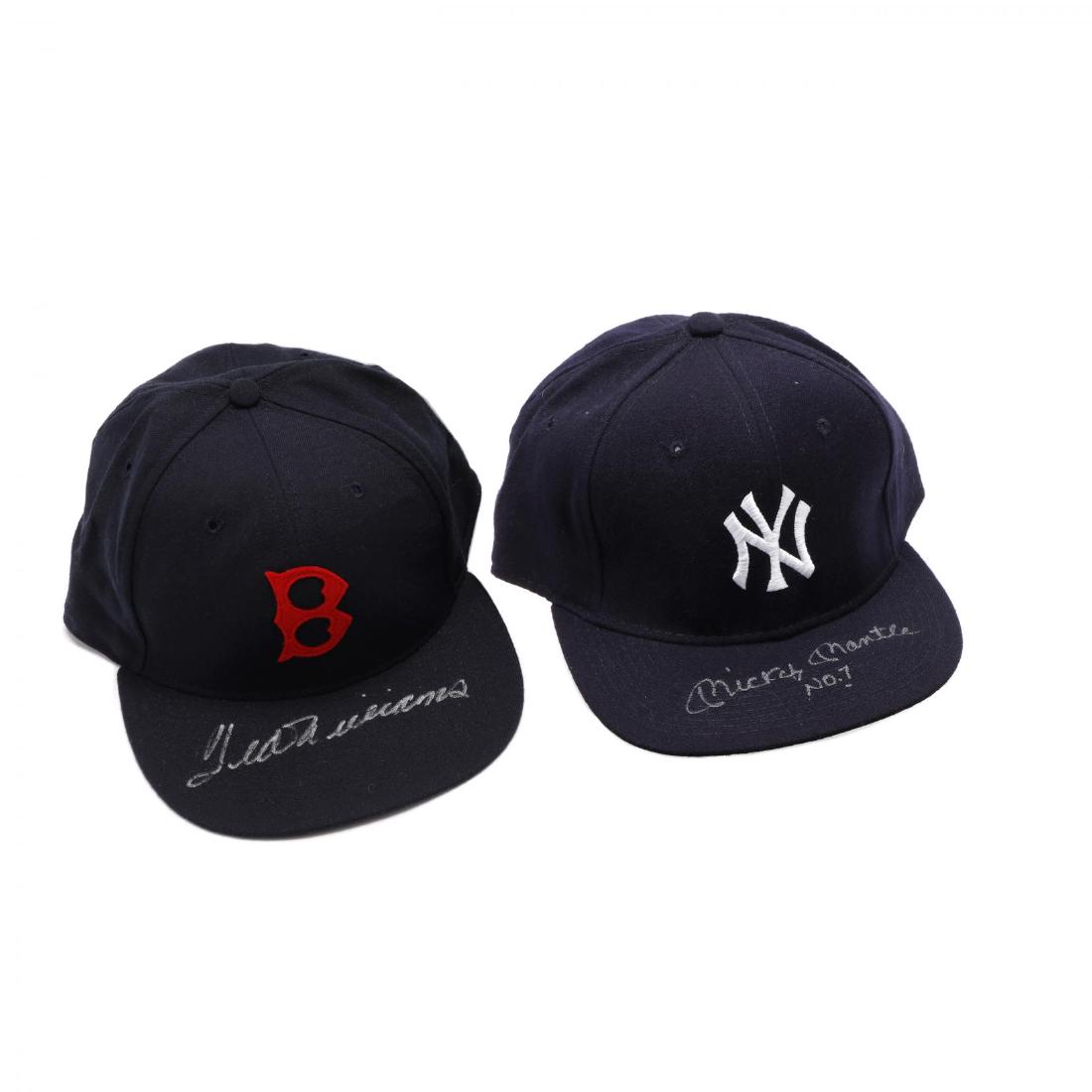 Mickey Mantle and Ted Williams Signed Baseball Caps (1 of 3)