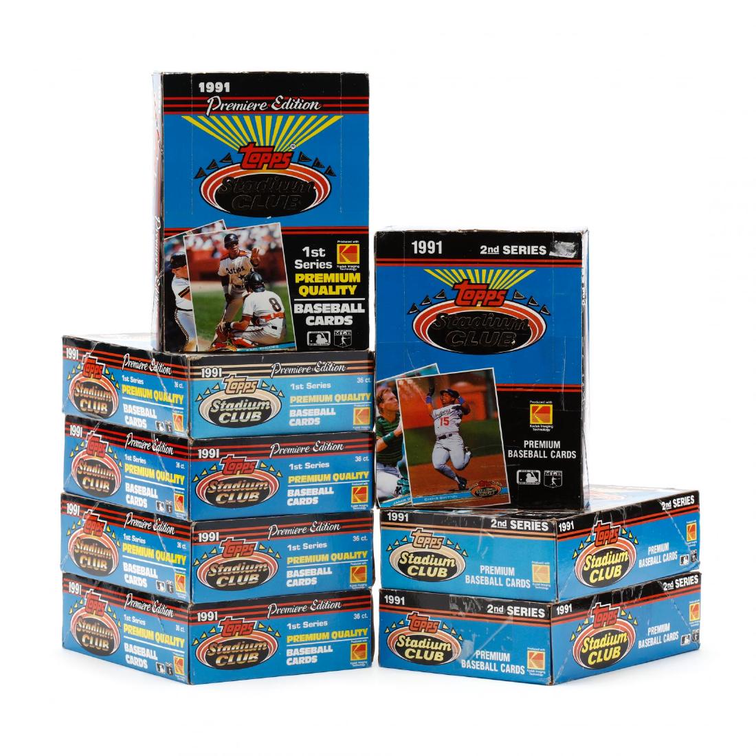 Eight Boxes of 1991 Topps Stadium Club Baseball Cards (1 of 2)
