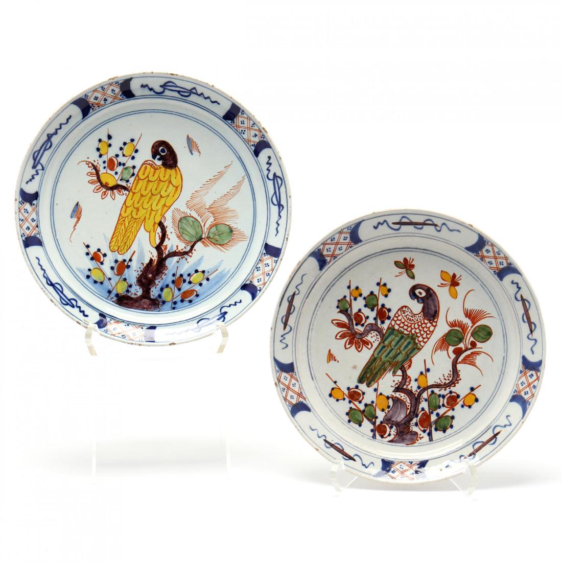 Two Similar Dutch Delft Polychrome Plates (1 of 4)