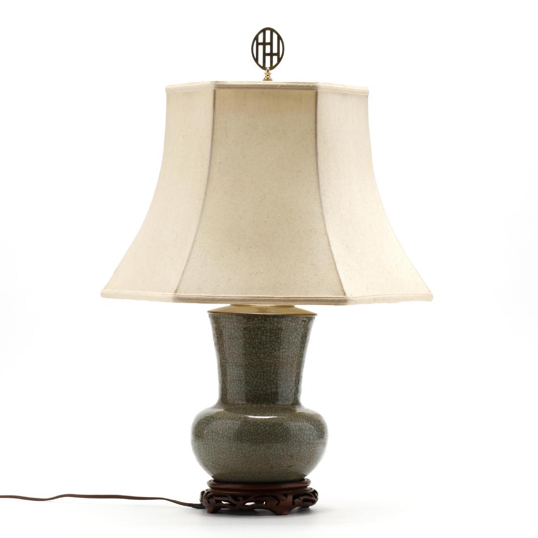Antique Chinese Celadon Glazed Table Lamp (1 of 5)