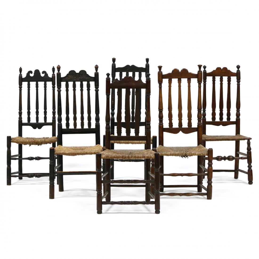 Assembled Set of Six English Banister Back Side Chairs (1 of 5)