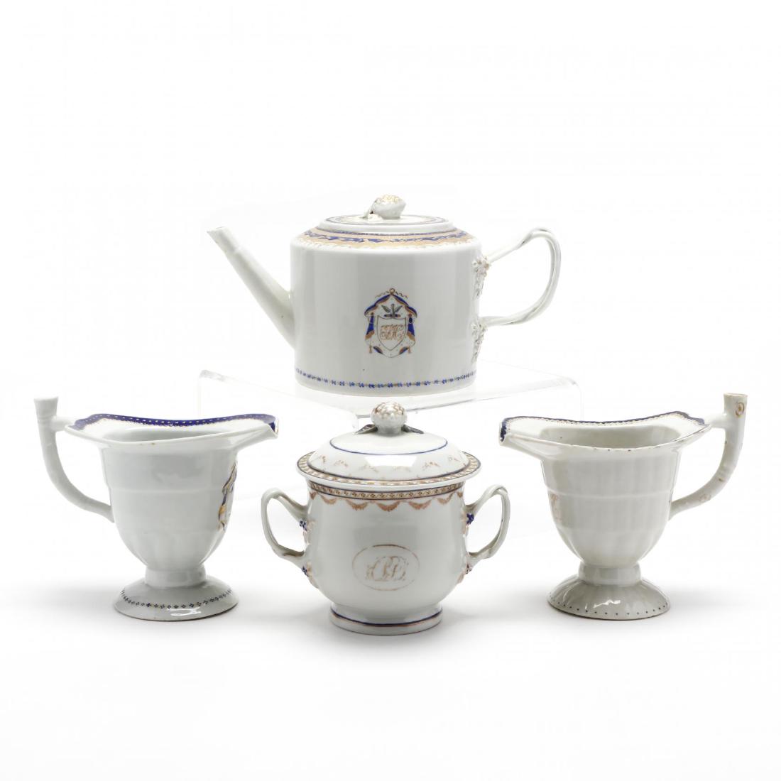 Four Chinese Export Porcelain Armorial Tea Serving (1 of 6)