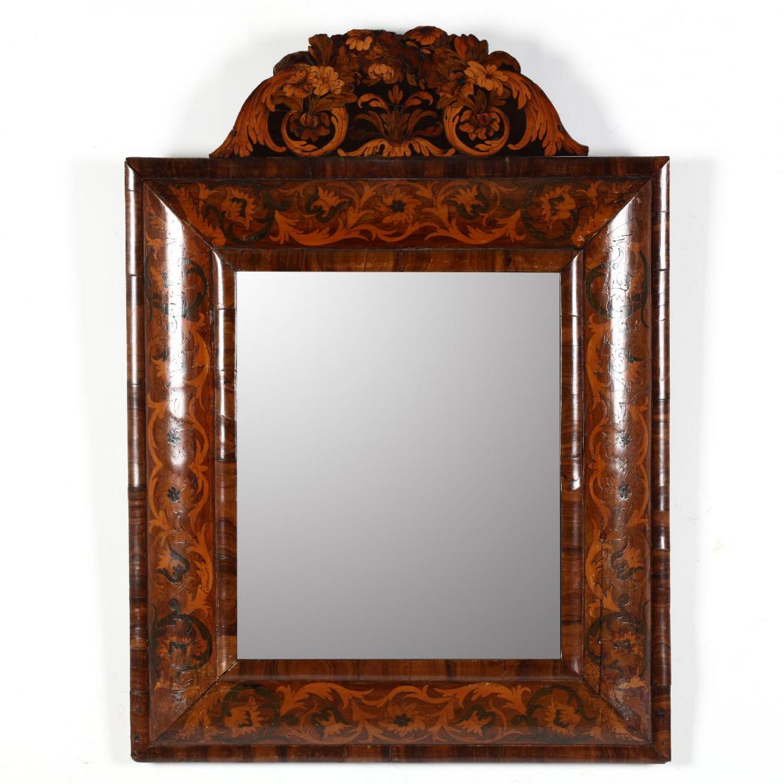 William and Mary Walnut and Fruitwood Marquetry Mirror (1 of 3)