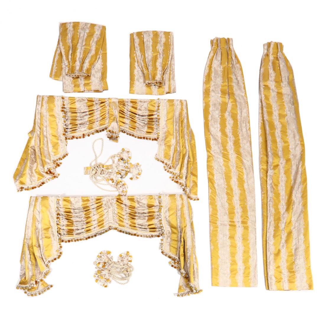 Pair of Custom Scalamandre Yellow Silk Curtain Sets (1 of 5)