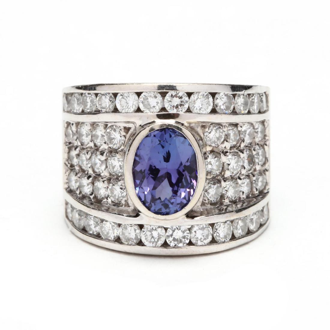 14KT White Gold, Tanzanite, and Diamond Ring (1 of 5)