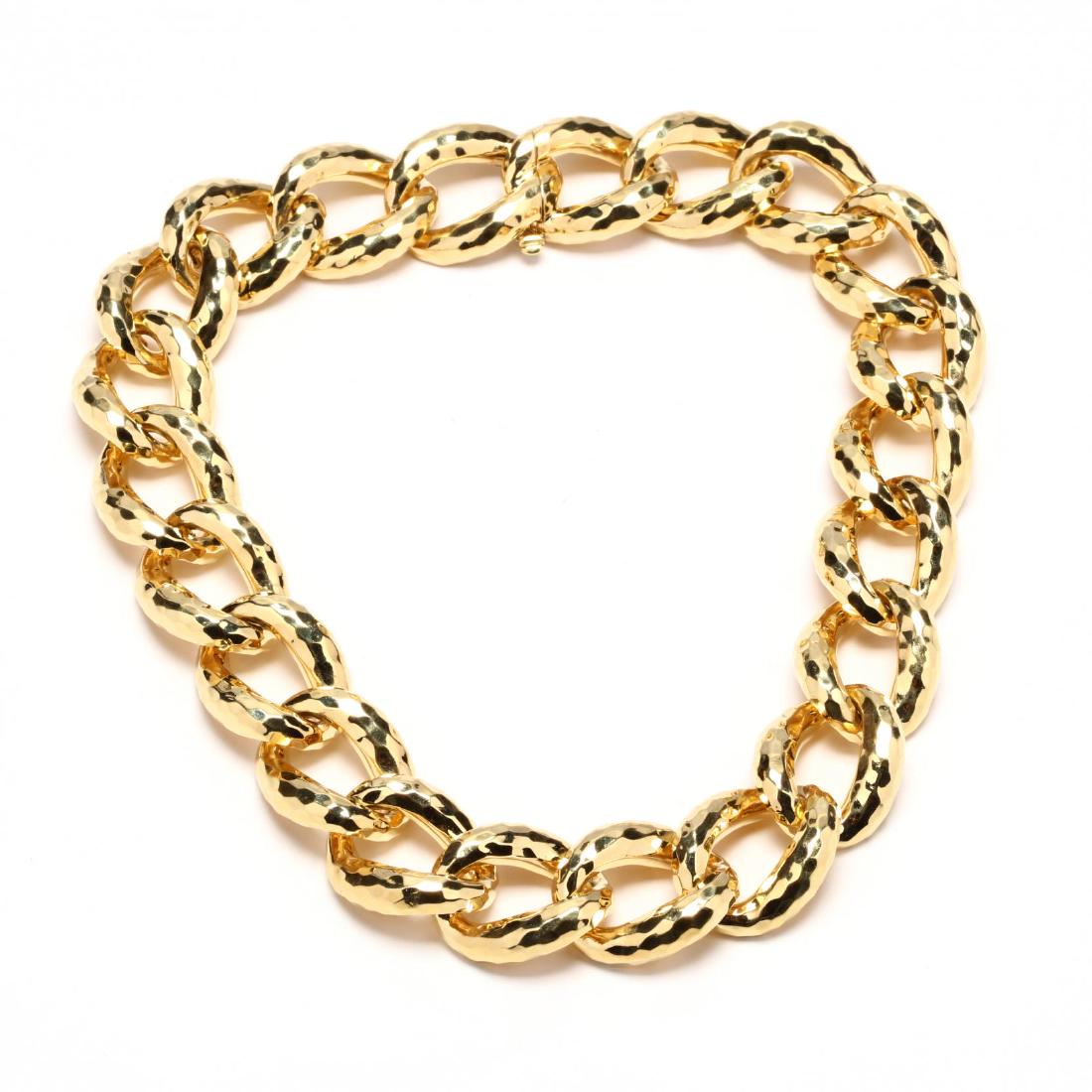 18KT Gold Hammered Link Necklace, Henry Dunay (1 of 5)