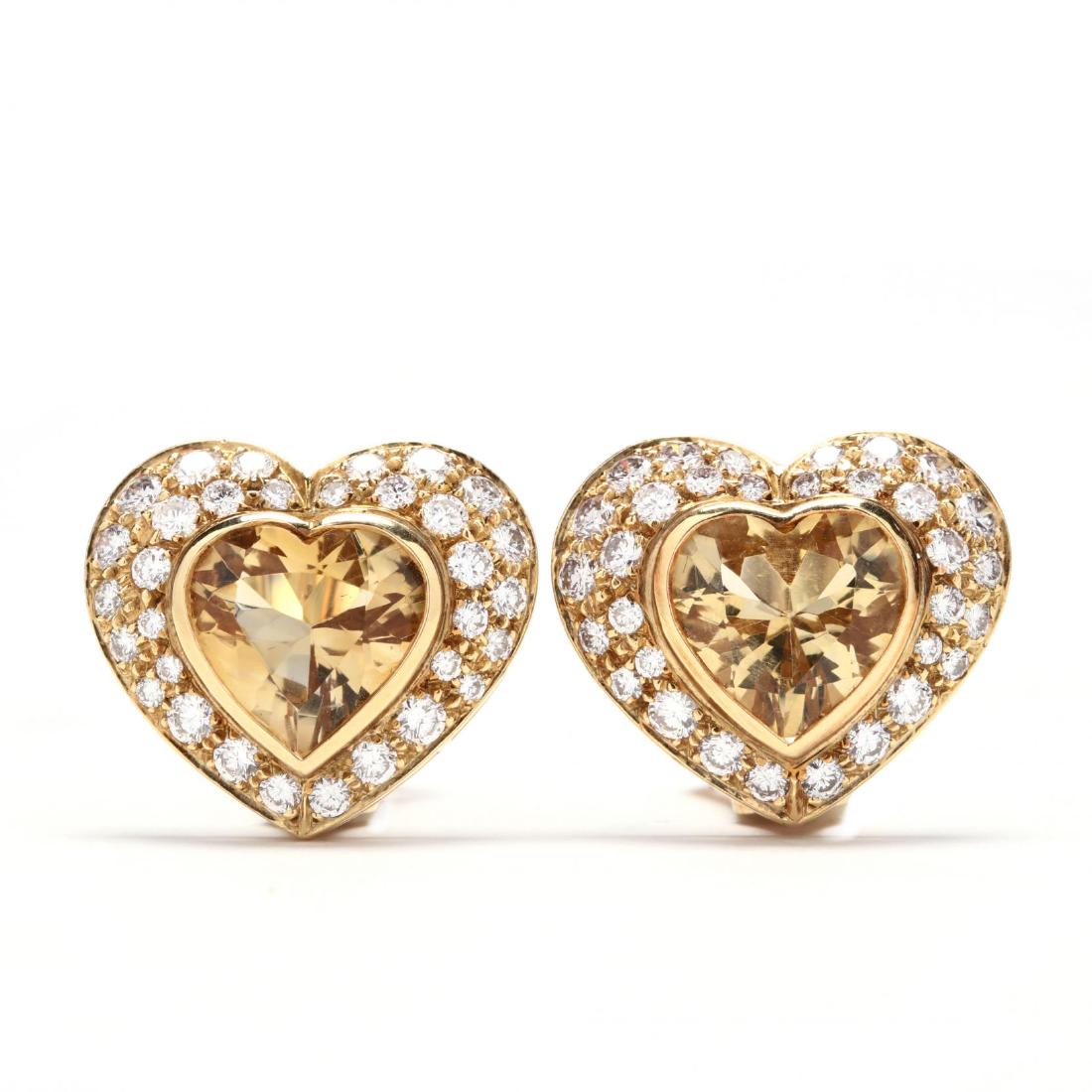 18KT Gold, Citrine, and Diamond Earrings (1 of 3)