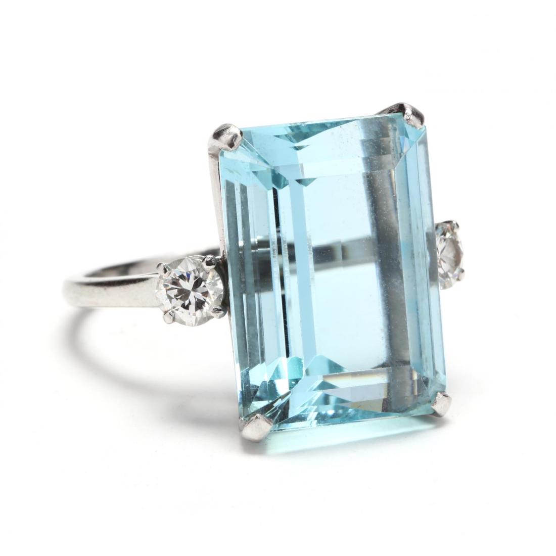 Platinum, Aquamarine, and Diamond Ring (1 of 6)