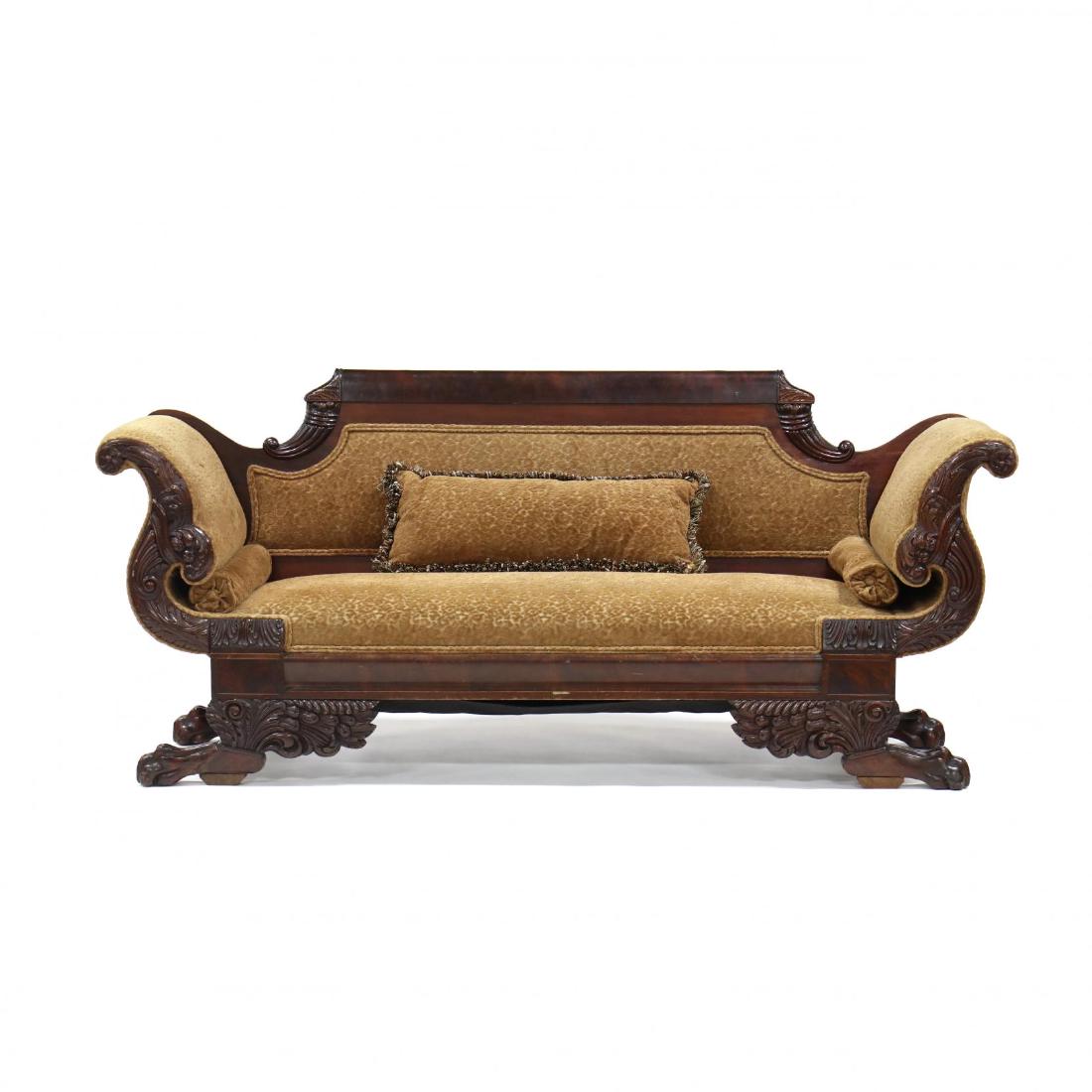 American Classical Carved Mahogany Sofa (1 of 5)