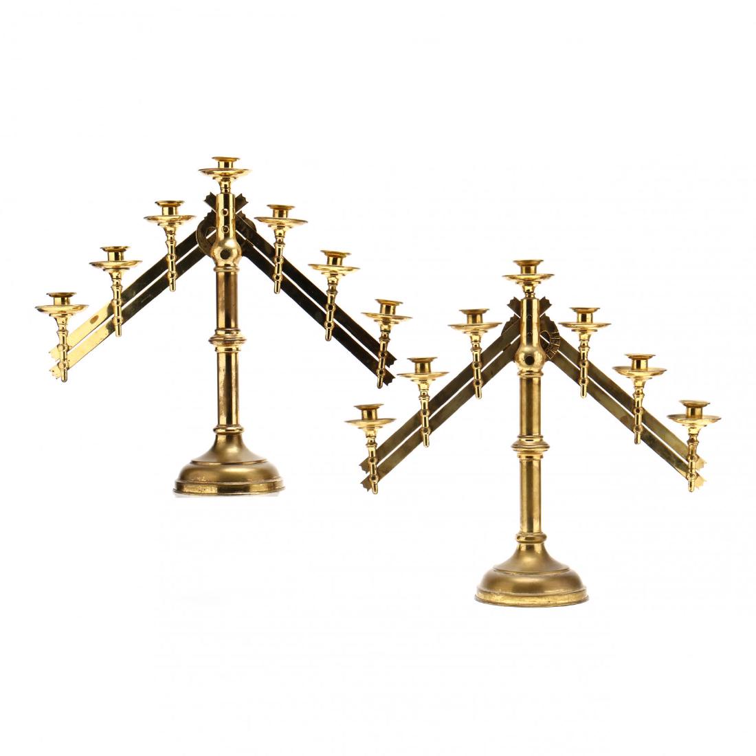 Pair of Antique Brass Liturgical Candelabra (1 of 9)