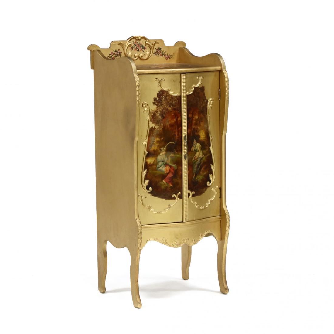French Rococo Style Painted and Gilt Music Cabinet (1 of 4)