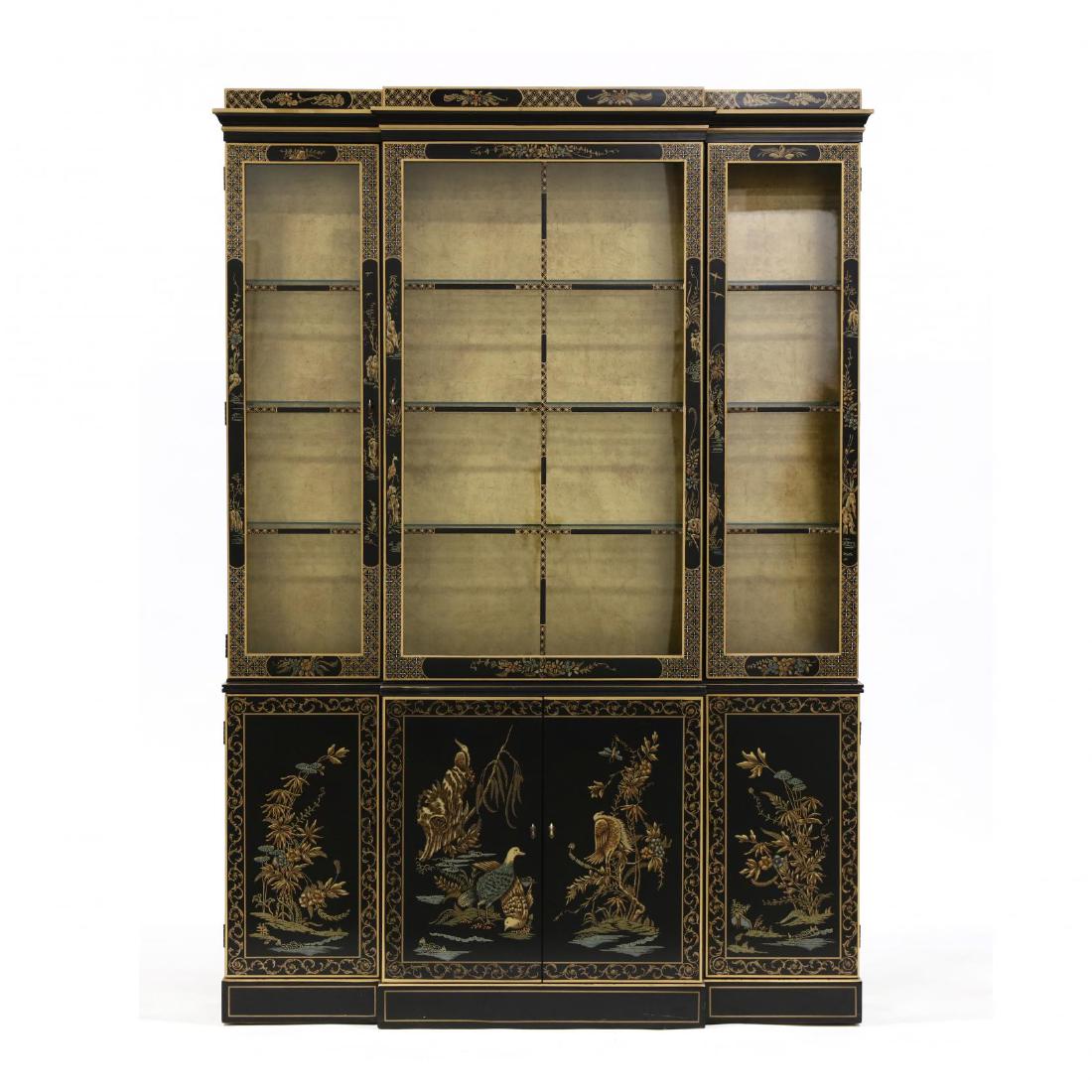 Drexel, Chinoiserie Decorated Lighted Breakfront (1 of 4)