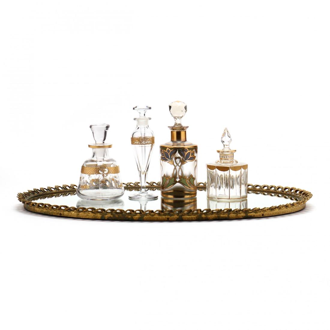 A Vintage Vanity Tray and Four Antique Scent Bottles (1 of 9)