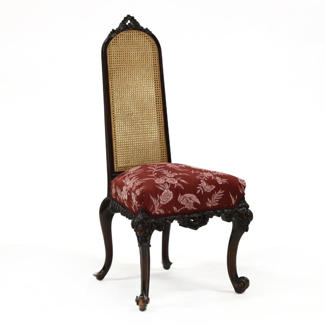 Continental Carved Mahogany Caned Side Chair (1 of 5)