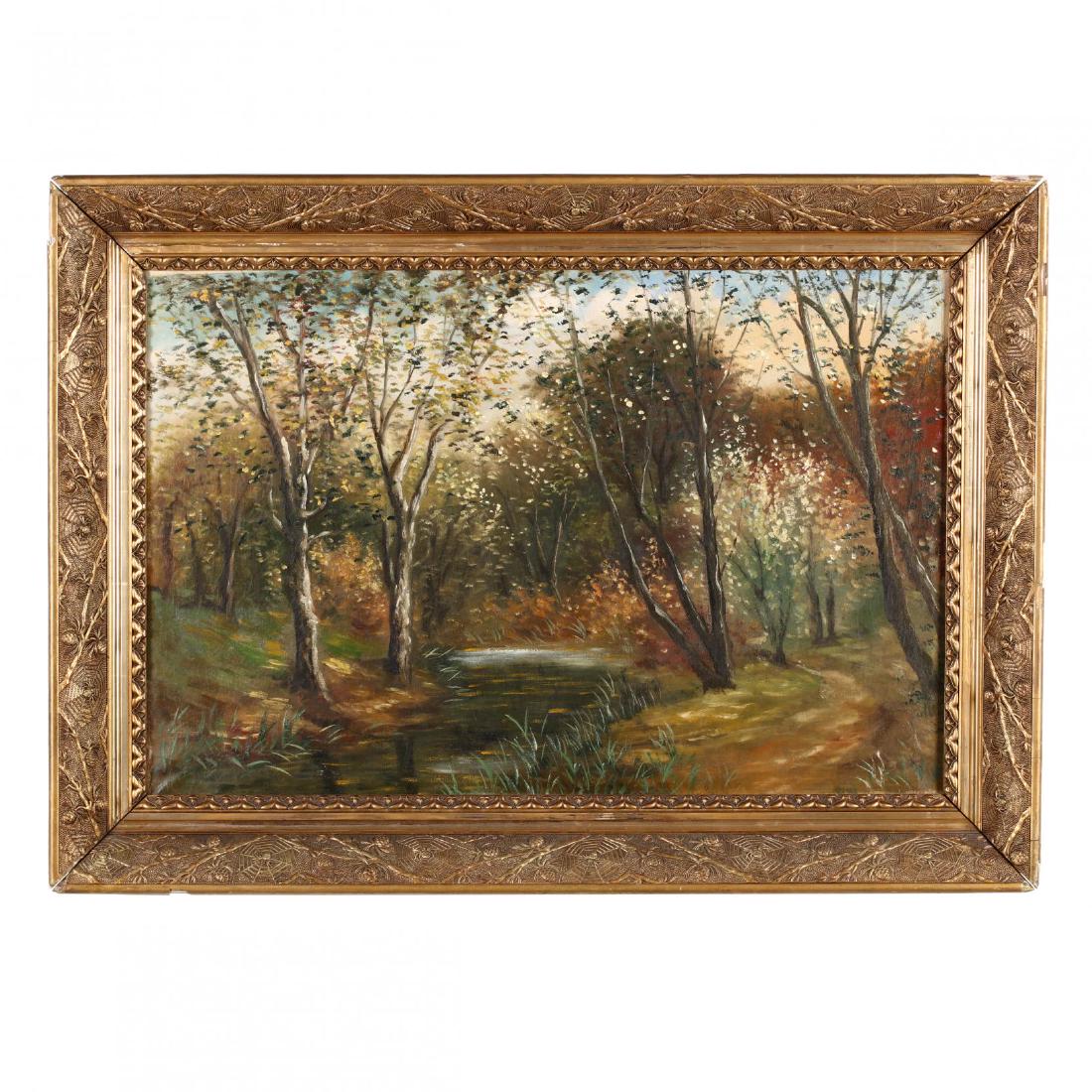 An Antique American School Painting of a Forest (1 of 3)