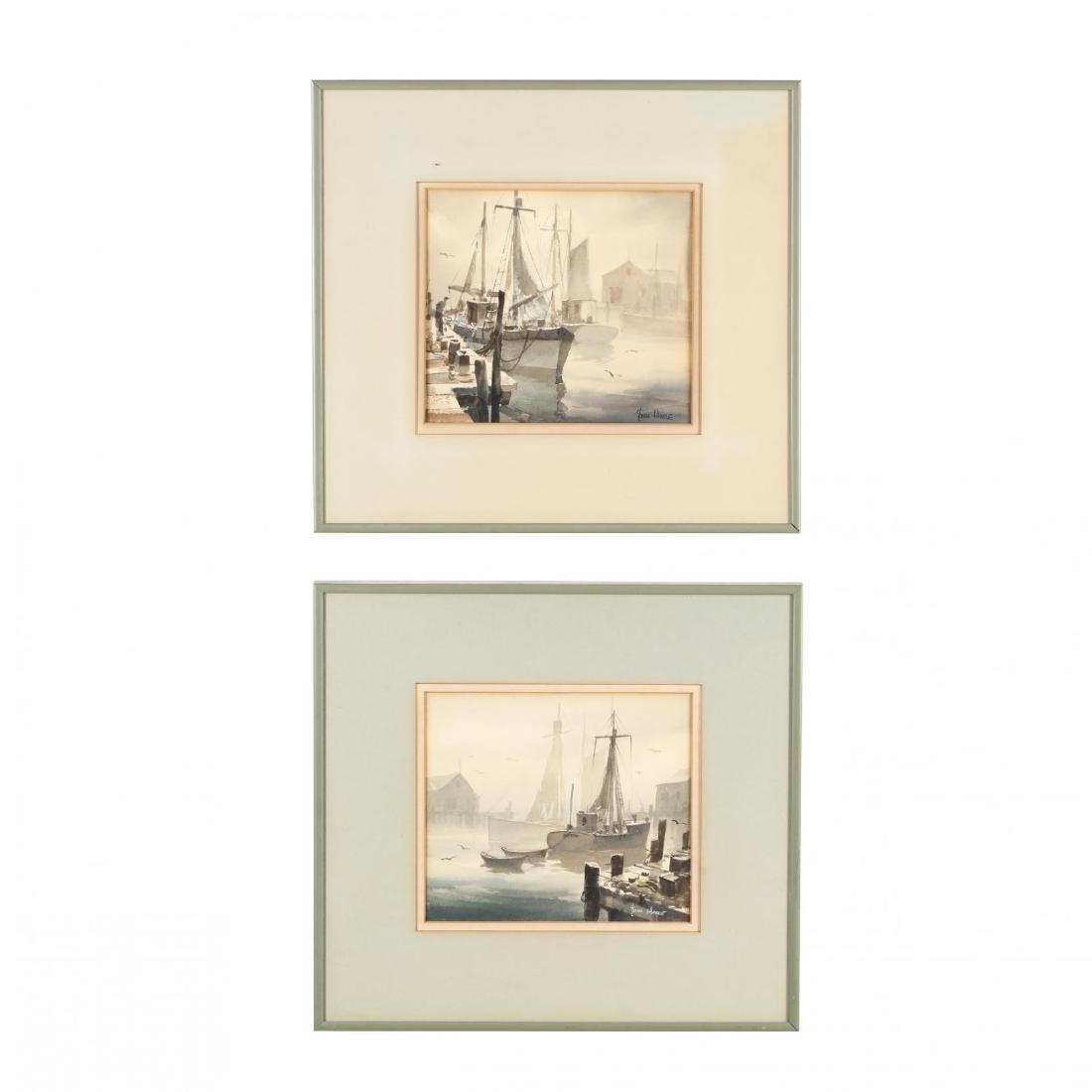 John Cuthbert Hare (American, 1908-1978), Pair of: John Cuthbert Hare (American, 1908-1978), Pair of Harbor Waterscapeswatercolor, each signed at lower right, housed in uniform matting and framing. DOA 13 x 14 in. Private Collection, Raleigh, NC Addit