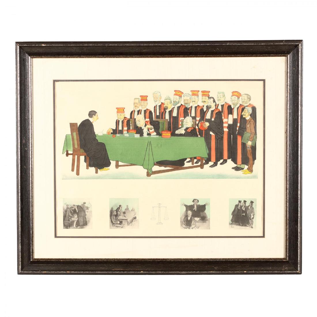 Framed Court Room Scenes by Sidney Z. Lucas and HonorÃ© (1 of 2)