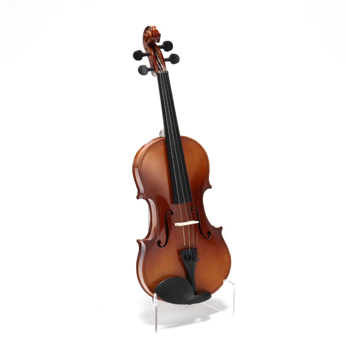 Full Size 4/4 Student Violin Kit: Full Size 4/4 Student Violin Kit unmarked, possibly Asian. Included canvas-covered molded case, bow and rosin. Additional high-resolution photos are available at LelandLittle.com