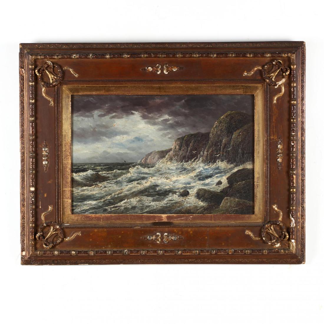 C. Lohse (German, 19th century), Crashing Surf: C. Lohse (German, 19th century), Crashing Surfoil on panel, signed at lower right, presented in a period gilt composition frame. Additional high-resolution photos are available at LelandLittle.com